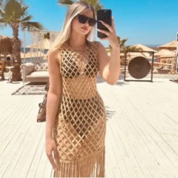 Zara Mesh Dress With Fringe - Picture 7 of 13